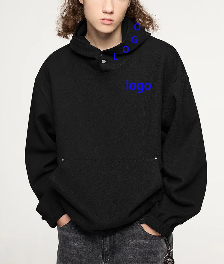 OEM High Quality Elegant 340grams Thick Cotton Fleece Oversized Warm and Comfortable Mens Custom Print Embroidery Hoodies