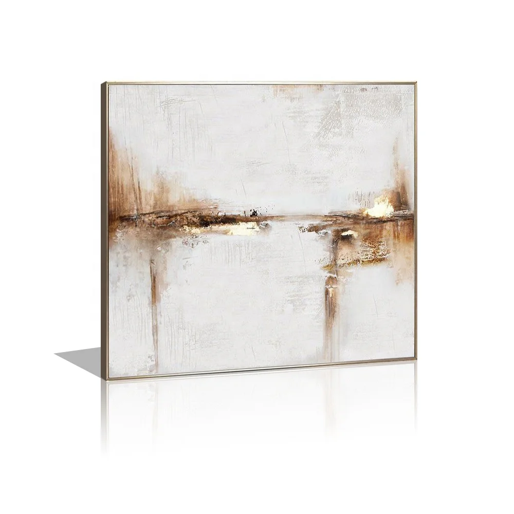 Custom Stretched Large Canvas Hand Printed Decor Gold Powder Big Wall Abstract Art For Living Room Hotel