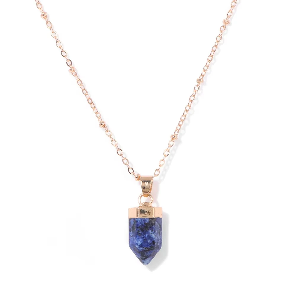 Natural Crystal Stone Gemstone Amethyst Rose Quartz Natural Raw Gem Stone Pendant Necklace