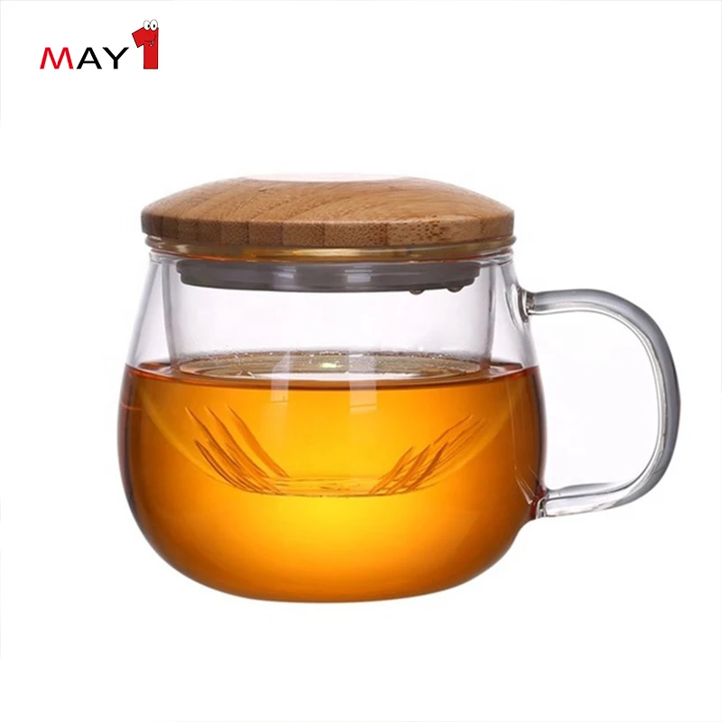 bpa free borosilicate thermo glass with infuser tea cup