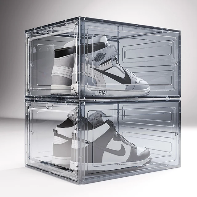 Hot new plastic clear shoe storage boxes dustproof transparent acrylic shoe storage stackable Organizer