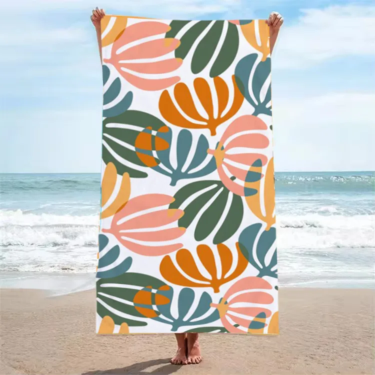Factory OEM Custom Personalized Logo Reactive Printed 100% Cotton Fabric Rectangle Large Oversized Terry Cotton Beach Towel