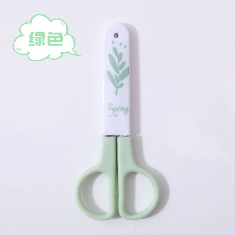 OULE Children Scissors With Protective Cover Elastic Force Manual Round Head Scissors Safety Scissors
