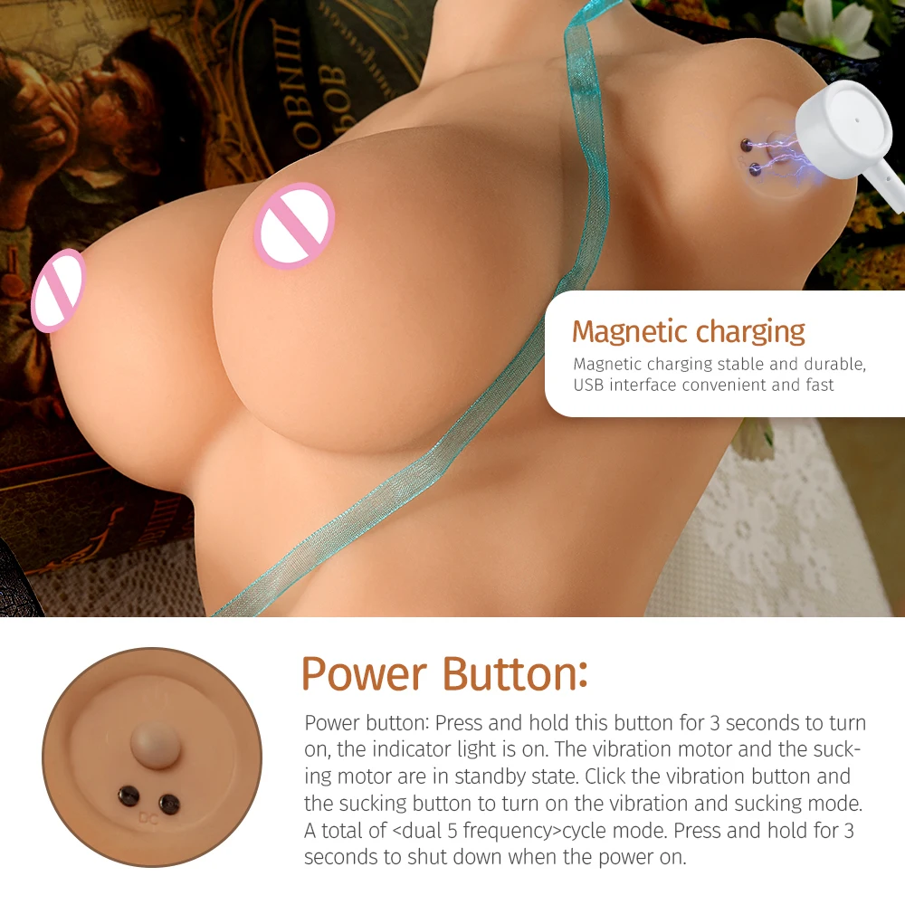 SHEQU Merida sucking and vibrating Half Body sex doll with remote control functional doll for man with automatic cleaning canal