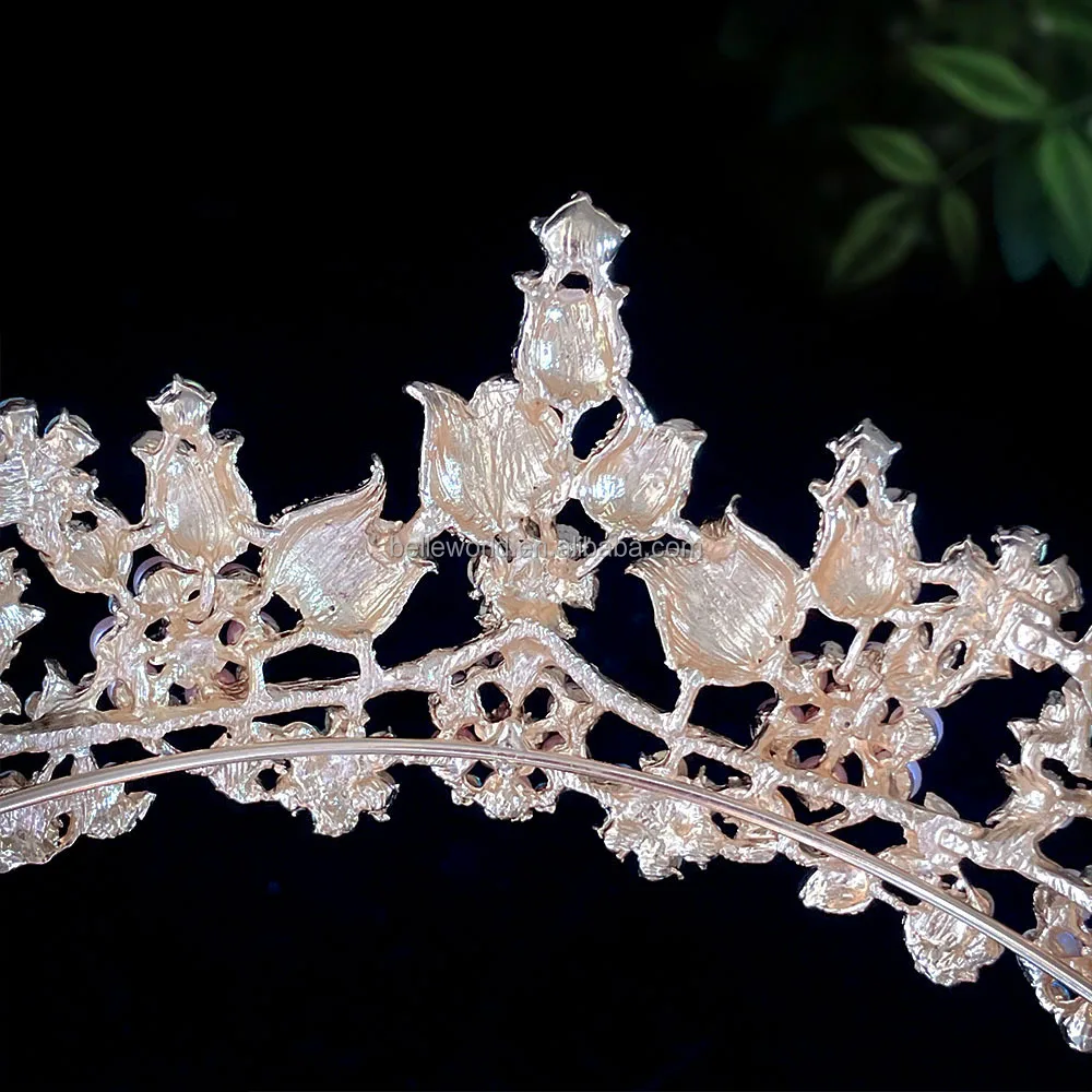 BELLEWOLRD luxury diamond flower tiara decoration for wedding event accessories high end festival headband tiara for brides