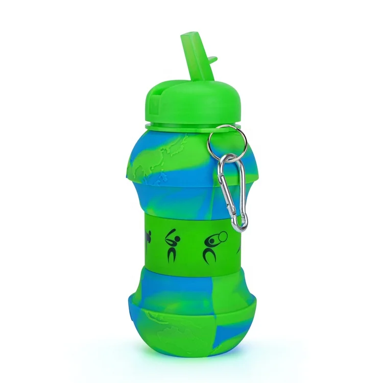 Lightweight BPA Free Silicone Foldable Water Bottles with Carabiner