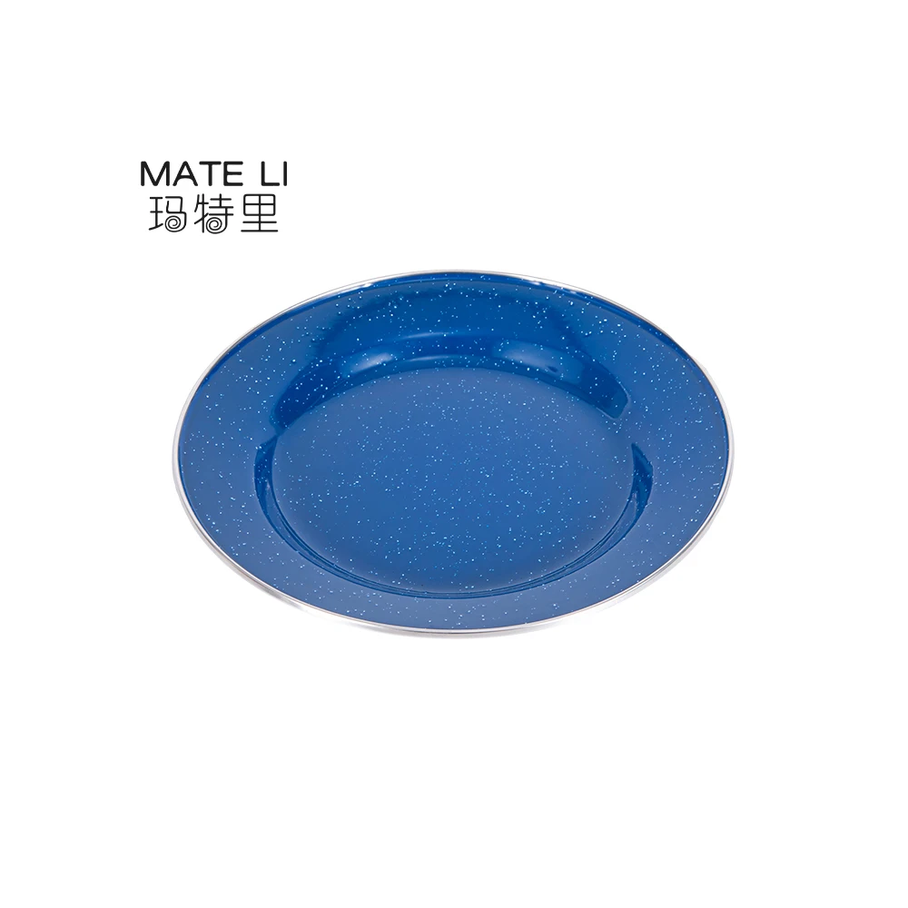 Camping Deluxe 24-Piece Enamel Mug Bowl Plate Dish Tableware Set Picnic Enamel Tableware Set for Family