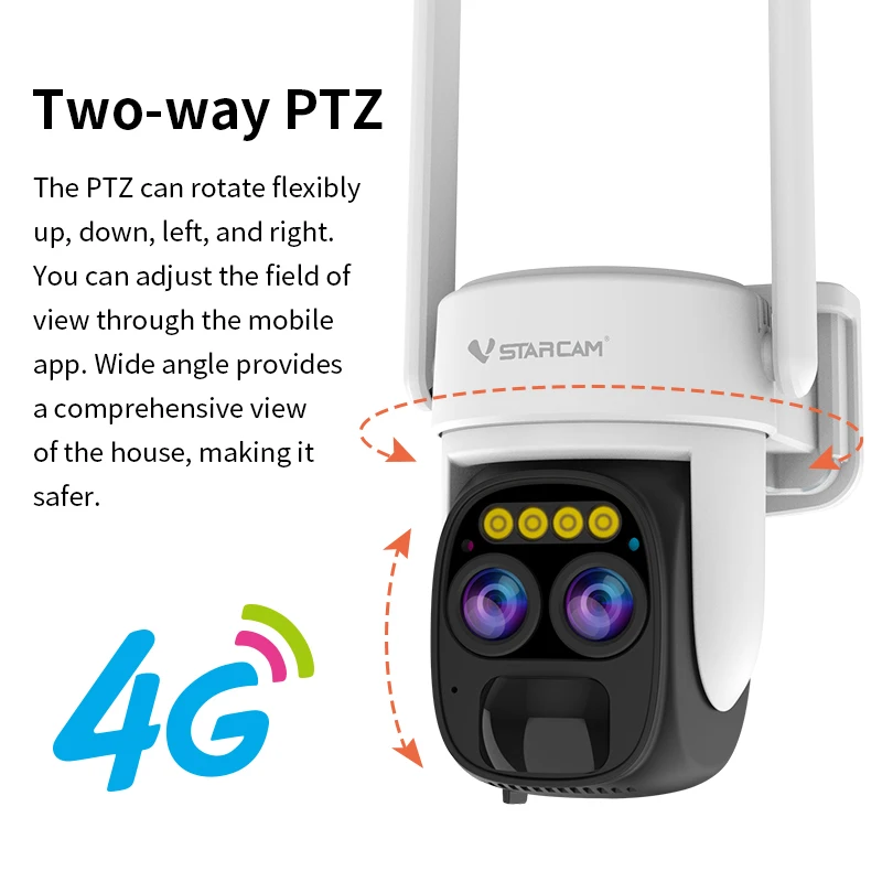 VStarcam BG67D-TZ 2K 4g камера на солнечной батарее с двумя объективами зум ip-камеры безопасности полноцветная двустороннего разговора батареей