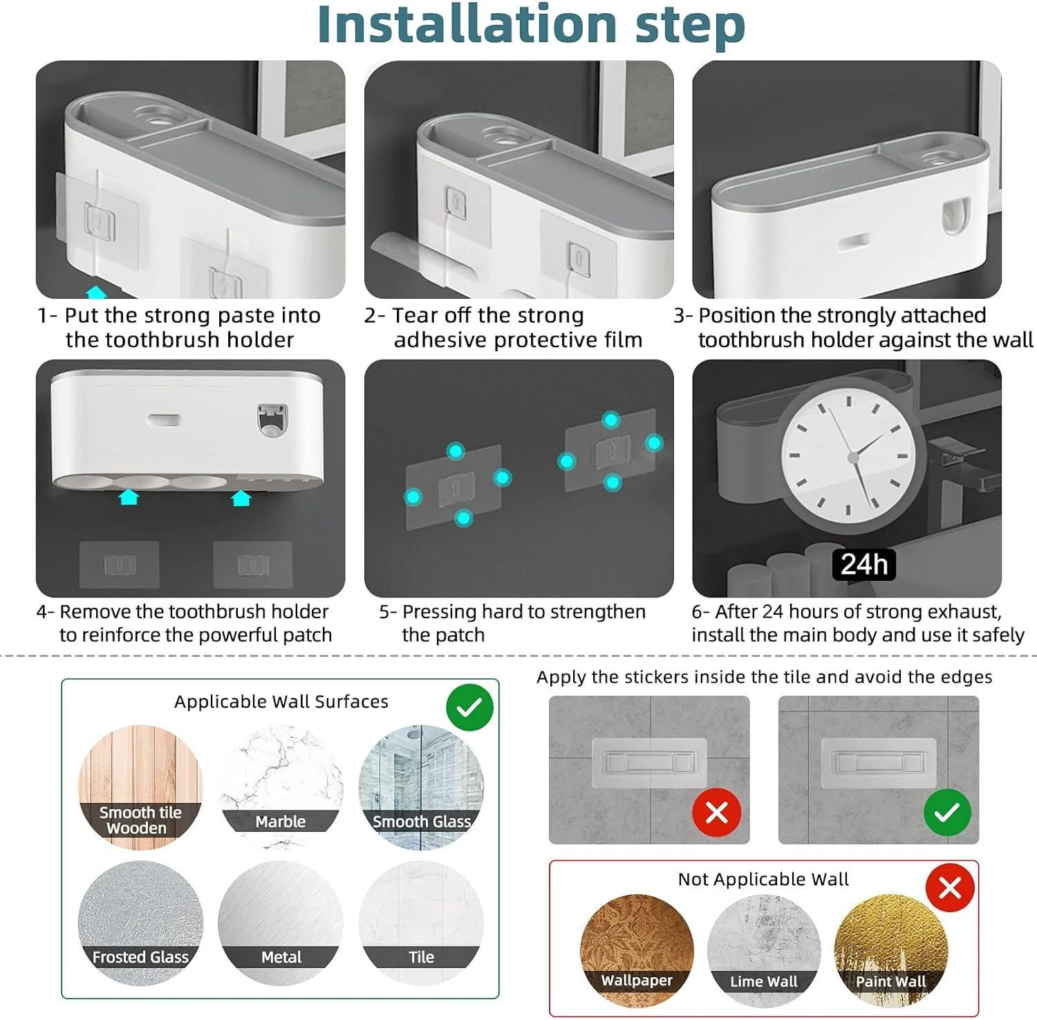 Wall Mounted Toothpaste Dispenser Case 4 Cups Toothpaste Rack Toothbrush Wall Mount In Shower Toothbrush Holder