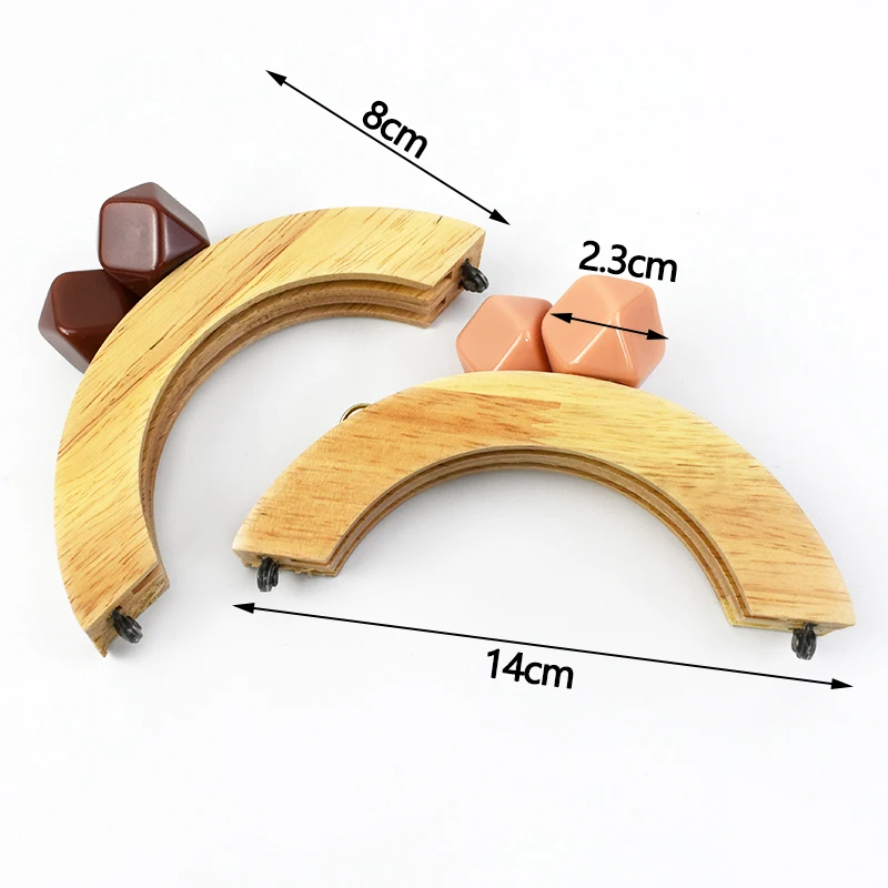 Meetee XP054 14cm DIY Wood Bag Handle Hand-Woven Accessories for Luggage Suitcase and D Ring Sewing Frame for Handbag Wallet