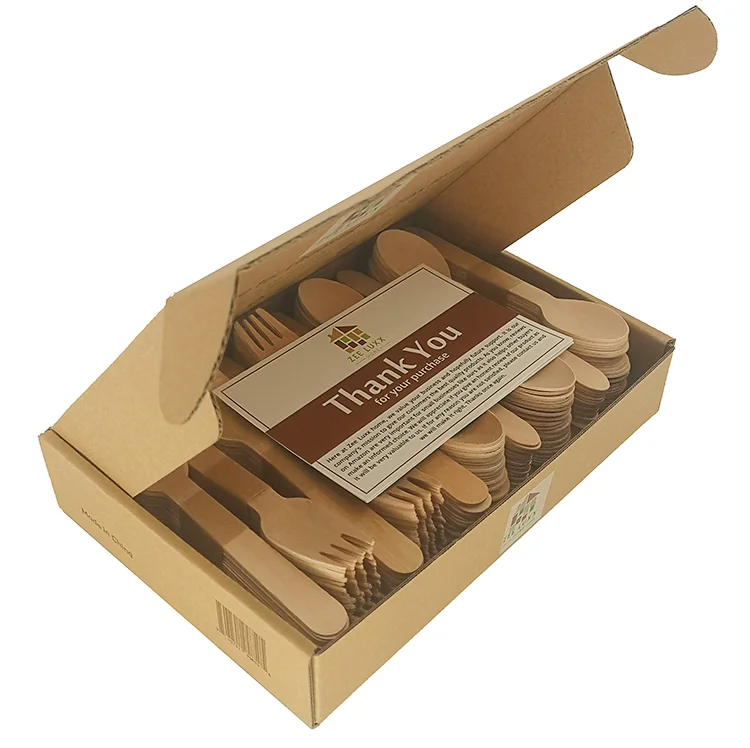 Custom Wholesale Eco-friendly 300 Pcs Disposable Wooden Tableware