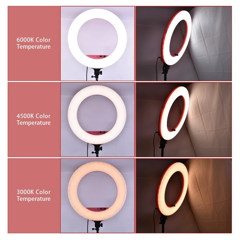 
Philippines Free Shipping FOSOTO LF-R480 18 inch led makeup mirror tiktok studio camera dimmable ring light for tripod stand 