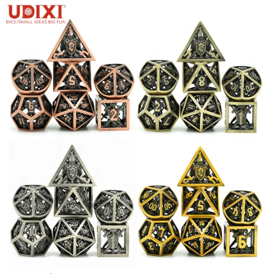 
Retro Hollow Shield Metal Polyhedral Dice for DND RPG MTG Board or Card Games Dungeons and Dragons High Quality Dice Set  (1600247547729)