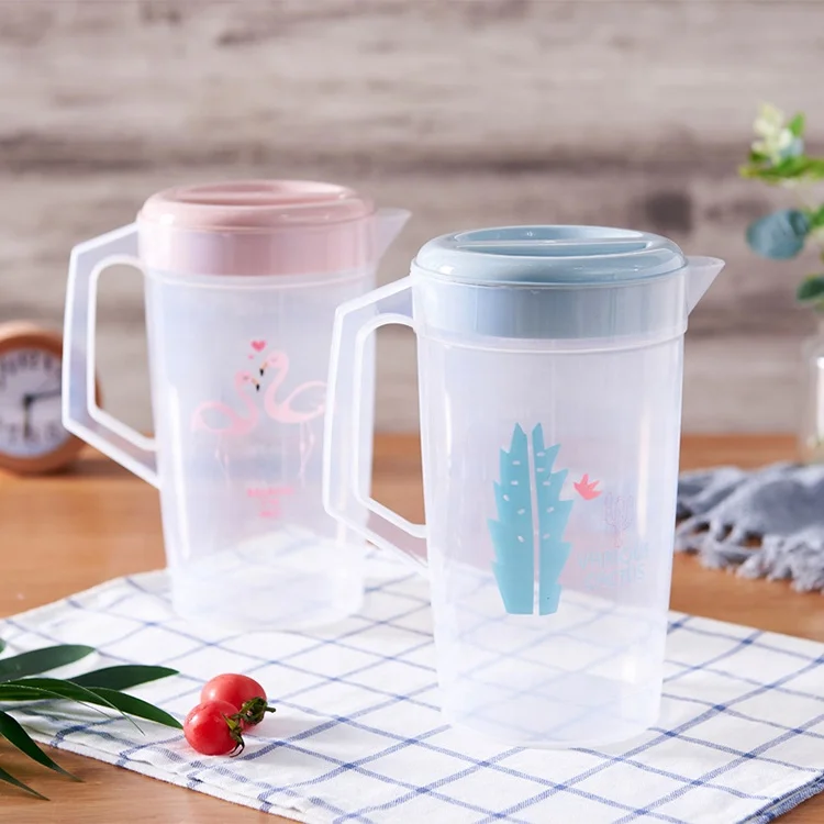 2L Large Capacity Water Jug Reusable Plastic Teapot Clear Beverage Pitcher Cold Tea Kettle with Four Cups