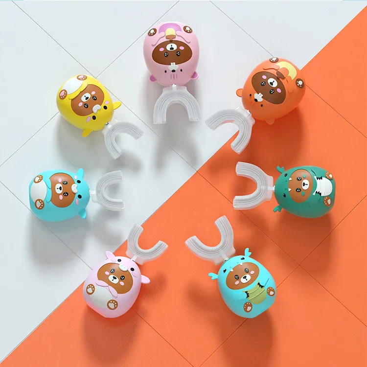 Automatic Electronic Child Baby Silicone Ultra Sonic Smart U-Shaped 360 Degree Children U Shape Kids Electric Toothbrush For Kid