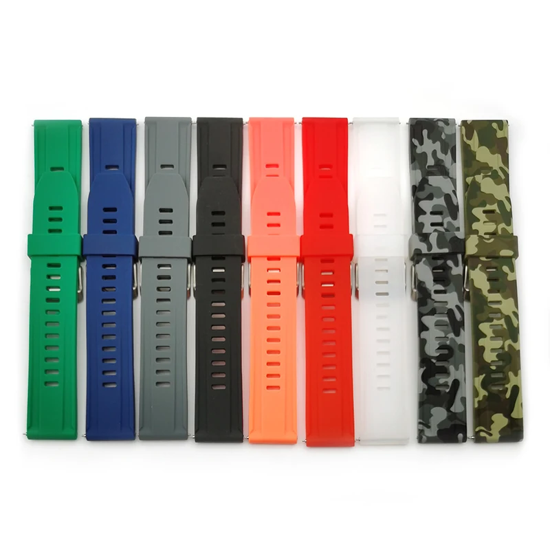 
18 20 22 24mm for band straps watch strap silicon rubber have Black Red Orange Blue Green & Gray 