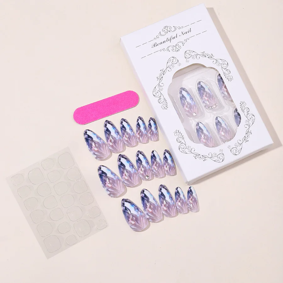 Custom Ice Transparent Almond Water Drop Nail Diamond Crystal Acrylic Press On Nail Boxes