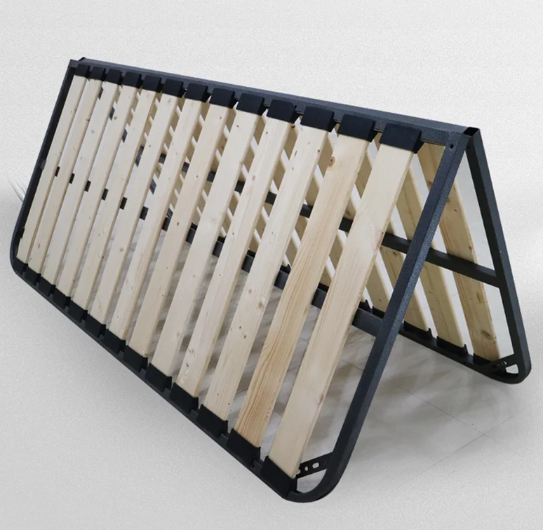 Solid Wood Twin XL Bed Slat with Metal Platform Mattress Supportive Frame