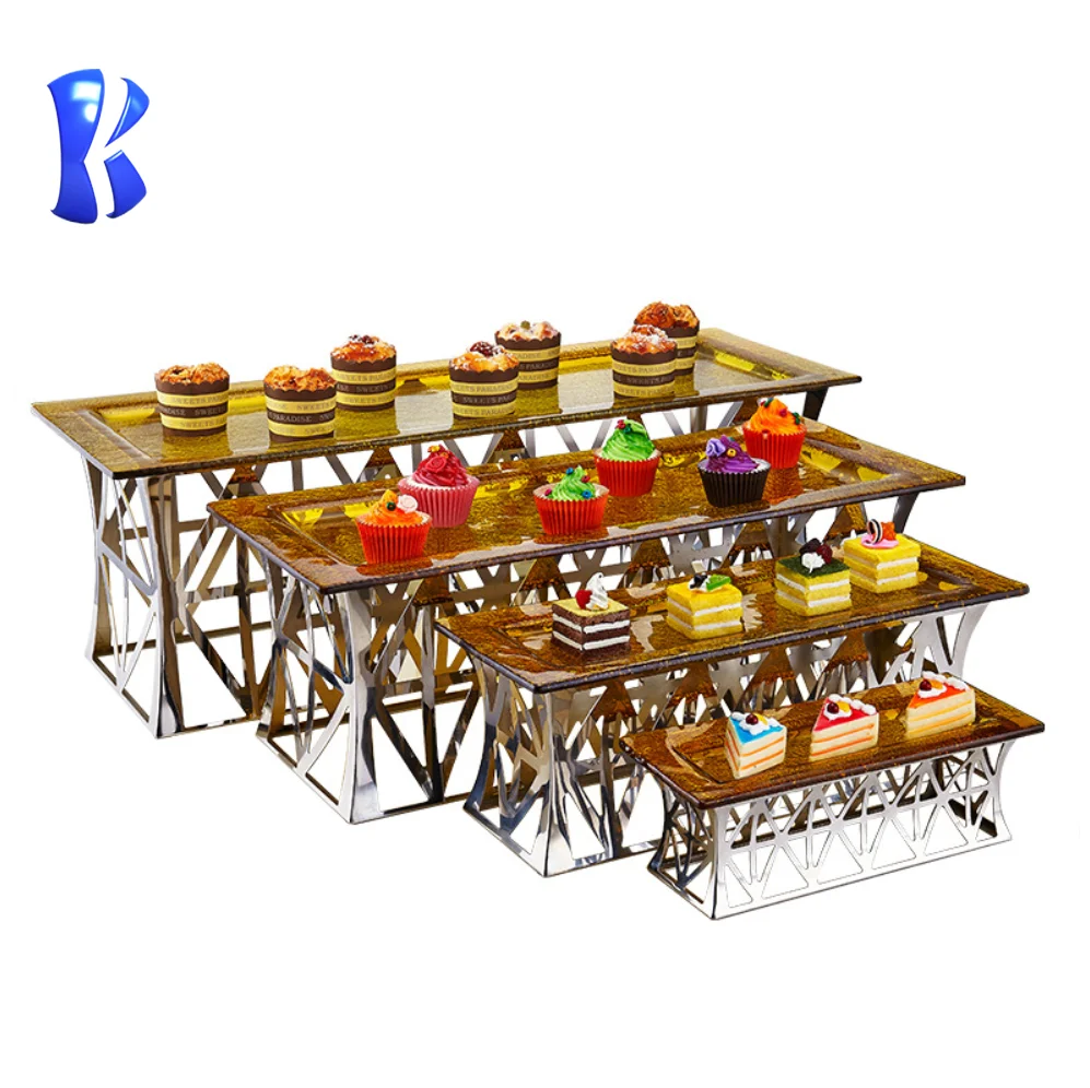 OKEY Hotel Catering Good Quality  White Acrylic Buffet Display Stand for Outdoor Party