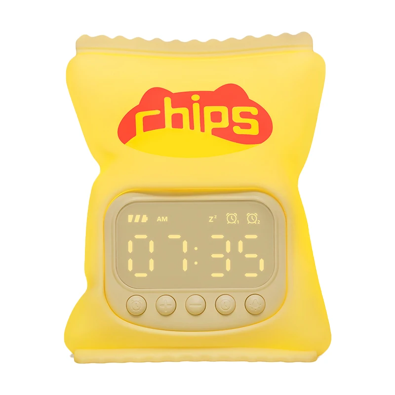 Cute USB Rechargeable Silicone Portable Nursery Lamp Chips Alarm Clock Night Light Digital Electronic Birthday Gifts Kids