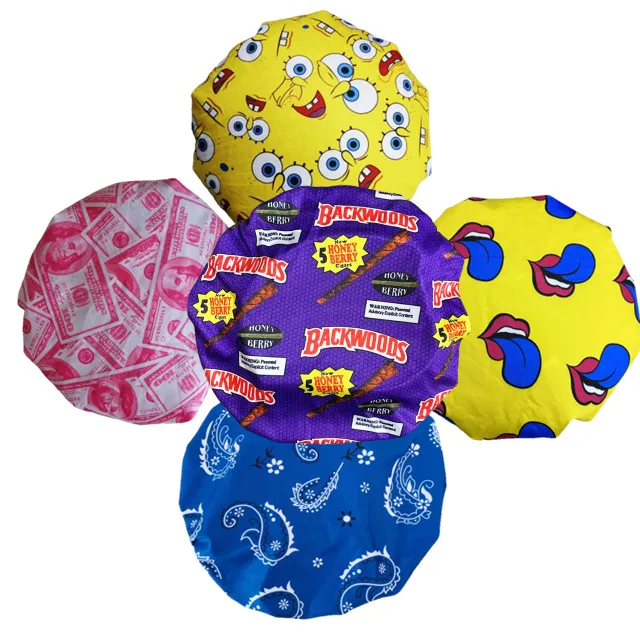 Custom Logo Hair Warp And Bonnet Set Silk Printing Satin Reversible Sleeping Long Double Layer Bonnet