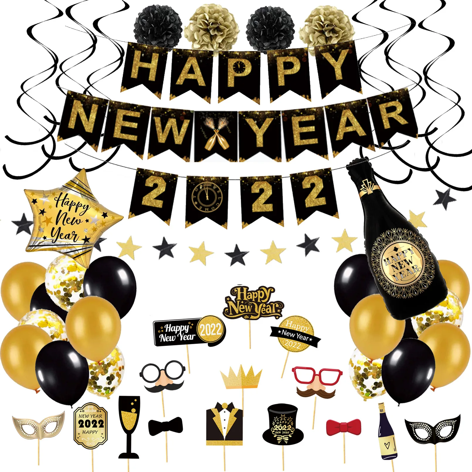 2022 Happy New Year Party Balloon Set Party Decorations Photo Props