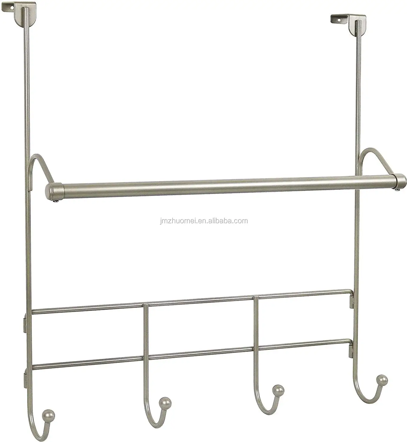
Bathroom Flat Nickel Over the Door Triple stainless steel expandable towel rack with Hooks 
