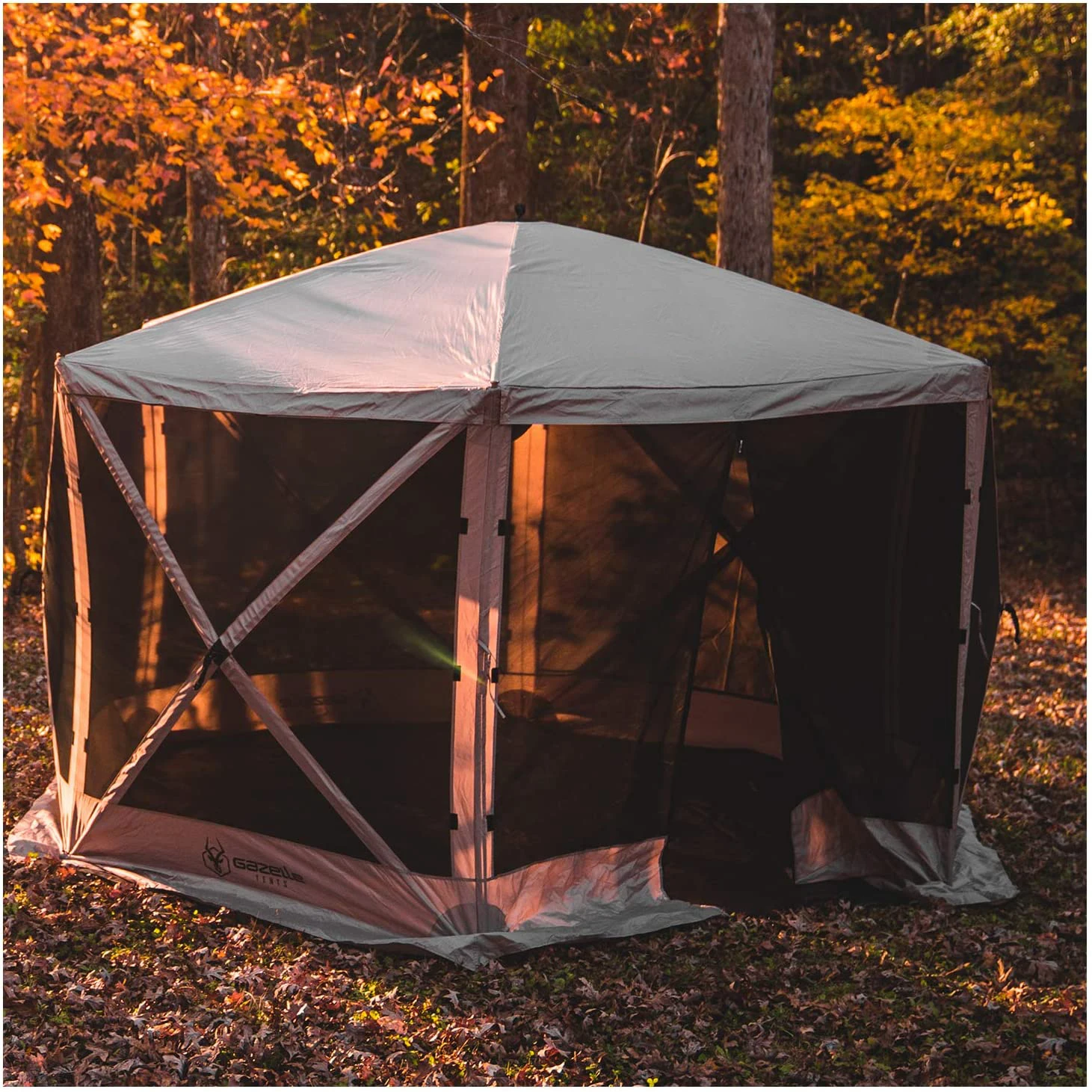Hexagonal Gauze Pavilion Pop Up, Portable, Waterproof, UV-Resistant 8-Person Camping and Outdoors Gazebo Tent