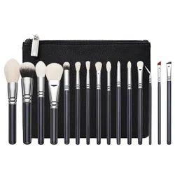 15 pieces professional makeup brushes set with Litchi PU bag private label makeup brush set with bag