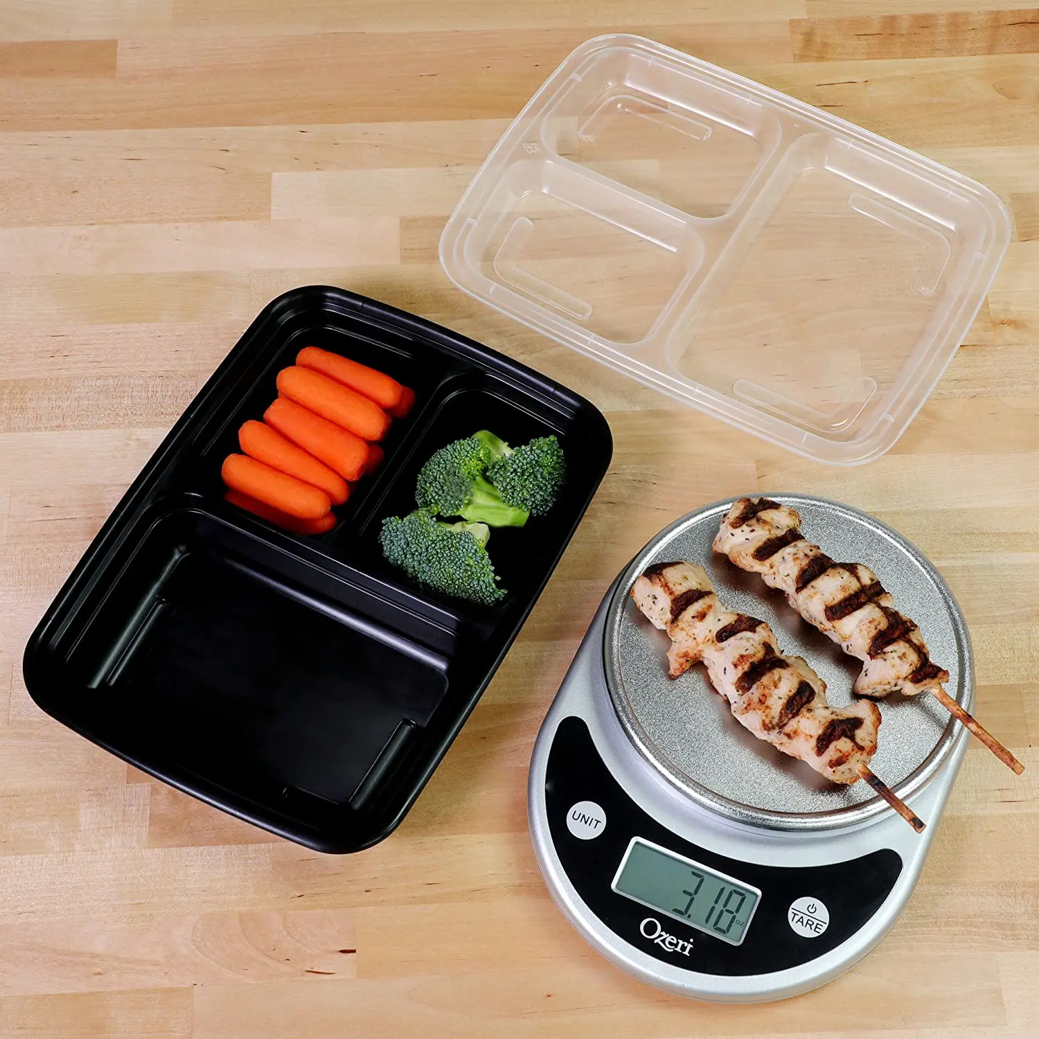 3 compartment Durable Bento Lunch Box Reusable Plastic Food Meal Prep Containers BPA free