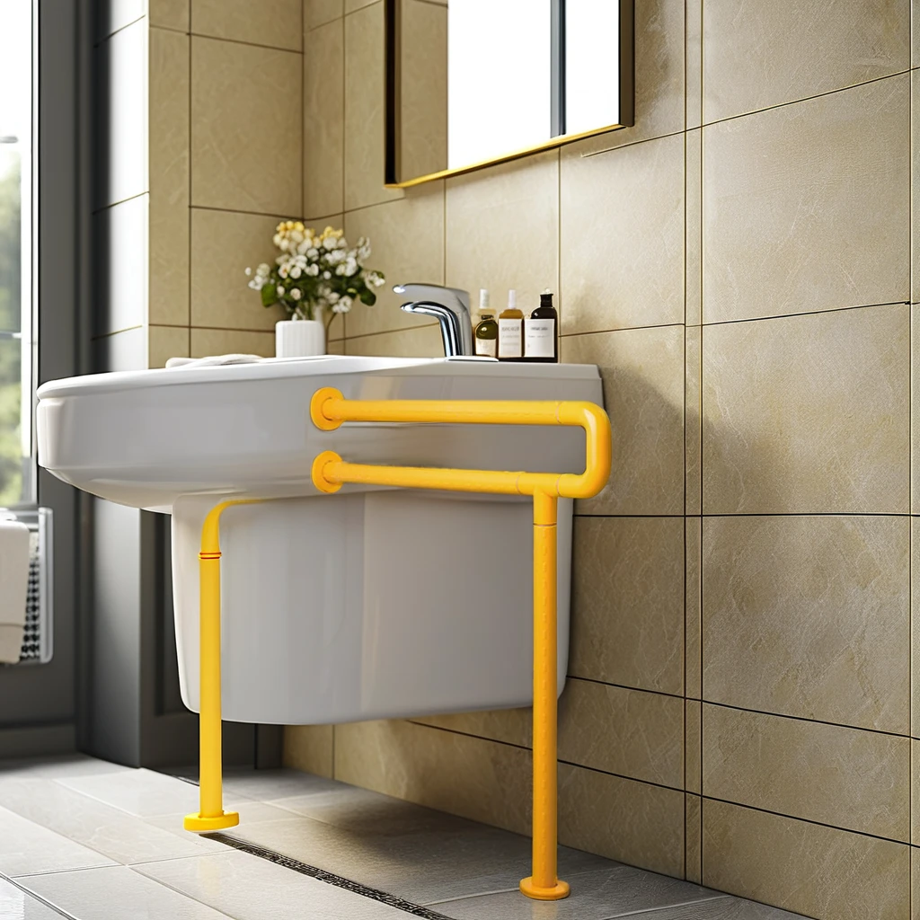 Toilet Safety Handrail Grab Rod ABS Barrier-Free Nylon Handrail for Disabled Elderly Hospital Use-for Bathroom and Shower