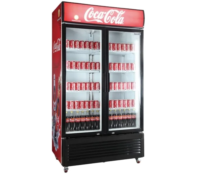 Direct Cooling Double Door Beverage Commercial Cooler Glass Door Visi Cooler Fridge For Display Drinks
