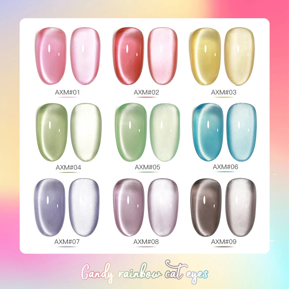 AS Starry Glimmer Glitter Polish Paint Uv Led Cat Eye Lot Nail Polish Colors 15ml Aurora Rainbow Jelly Cat Eye Gel Polish