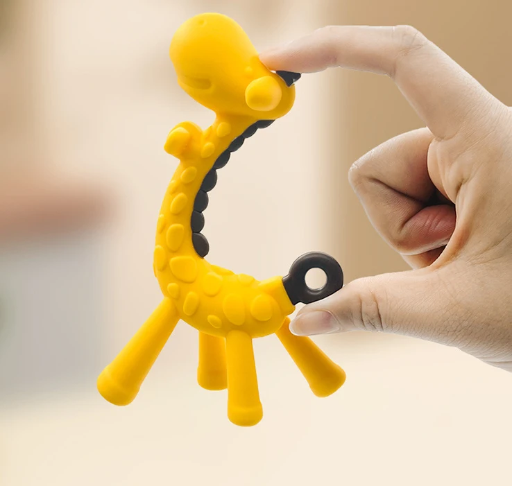 BPA Free Food Grade Silicone Baby Teether Chew Toys Giraffe Teething Animal Toy for Kids