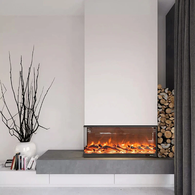 Corner 2-sided decorative kitchen island guest dining room can be customized Heating adjustable  flame adjustable 2DH fireplace
