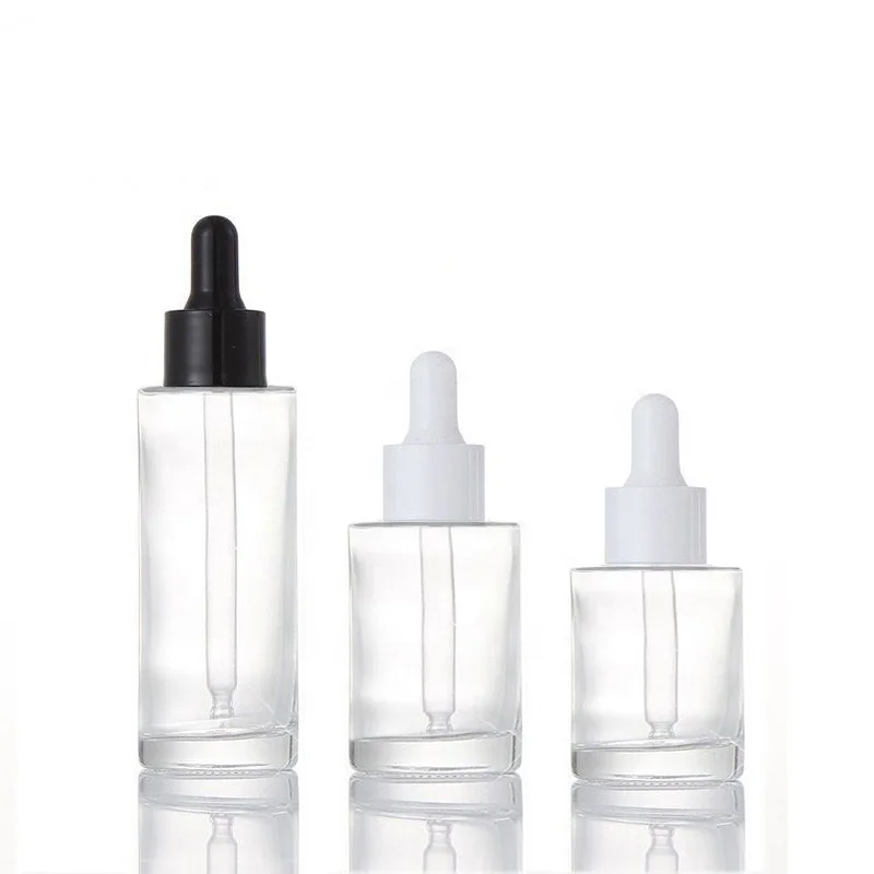 Fancy Cosmetic Packaging Empty 20ml Flat Shoulder Cylinder Glass Serum Dropper Bottle Pipette For Essential Oil (EPG01-20)