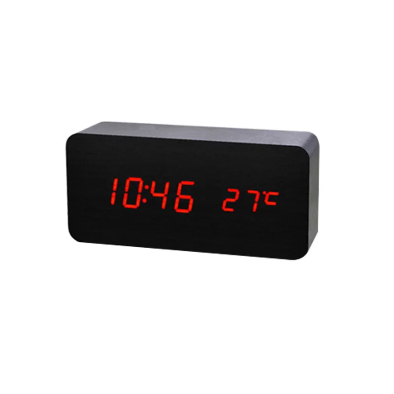 bedside desk calendar digital wooden led alarm desk clock modern square colorful wooden bamboo digital clock