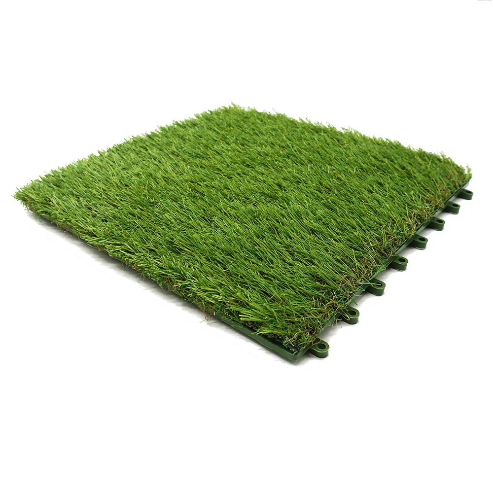 Hanwei grass 12x12 Turf puzzle  artificial grass interlocking artificial grass  tiles indoor for dogs