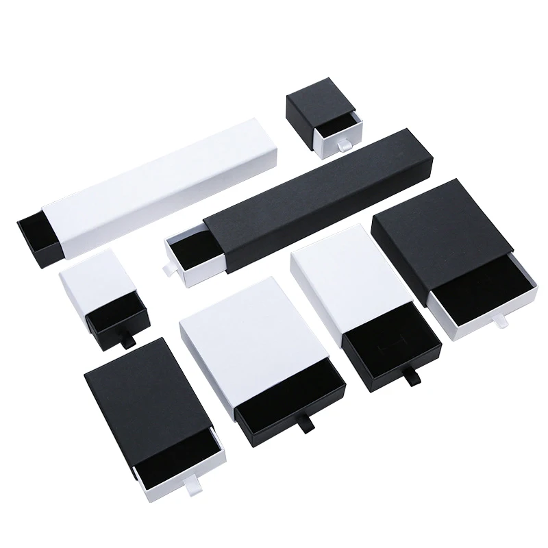 Black And WhiteJewelry Earring Boxes And Packaging Jewelry Can Be Customized Blank Gift Drawer Jewelry Packaging Box