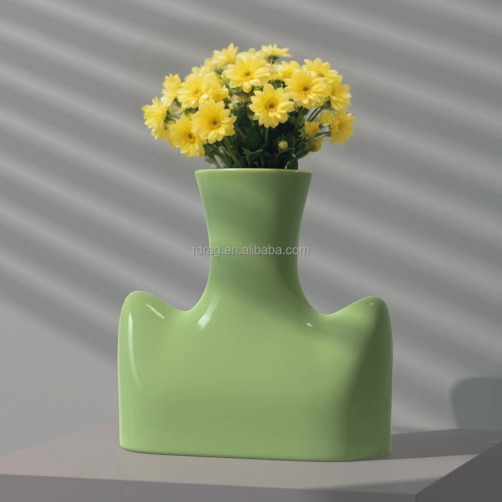 Factory Custom Design Glossy Glaze Texture Multi colors Porcelain Ceramic Dried Flower Vase for Centerpiece Table Decor