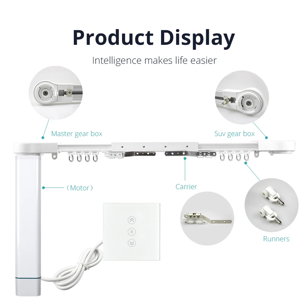 Zemismart Tuya Zigbee Switch with Rail Smart Home Tuya Smart Life APP Alexa Echo Google Home Control Electric Curtain Motor