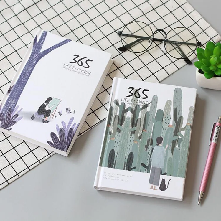 Simple and fresh manual ledger agenda plan notebook creative 365 day color fixed page inner page notepad