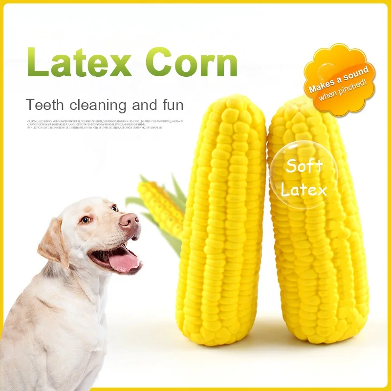 Squeaky Corn Dog Toys Safe Latex Soft Teething Dog Chew Toys For Puppies