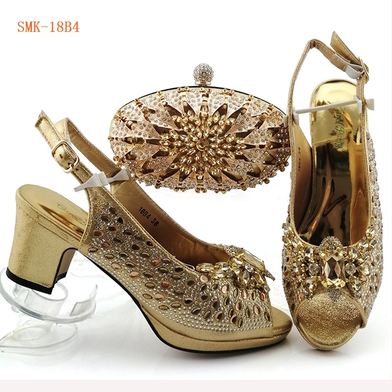 Special Design Widely Used African Nigeria Party Colorful Woman Shoes And Bag Set Lady Shoes 18B4