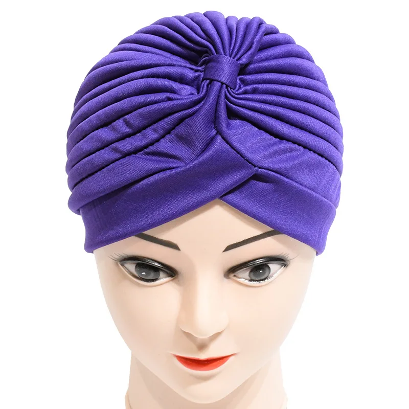 New Women Crinkle Twist Turban Hat Muslim Cotton Turbante Islamic Hijab Headscarf Arab Head wraps Indian Bonnet