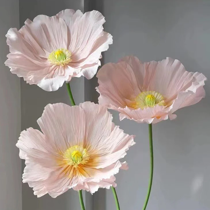 Wedding supply home shopping mall window display photography props crepe paper poppy hand made giant flowers