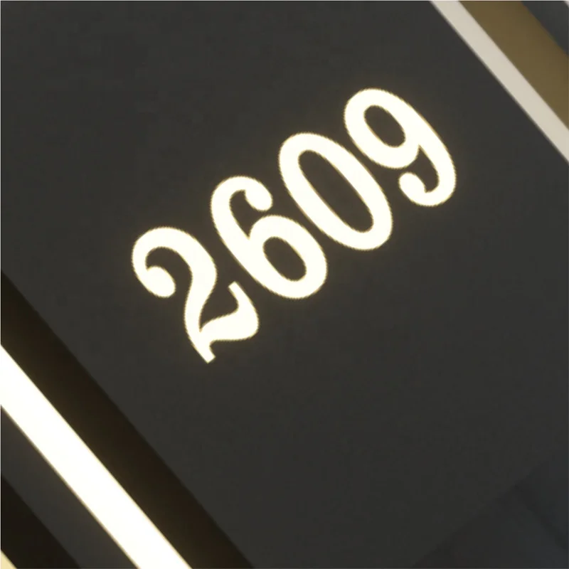 EZD Customized Hotel door number Plates Led hotel room Signs Acrylic door sign hotel number Led Light apartment number