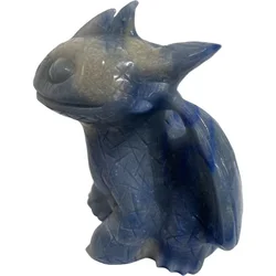 Cute Natural Crystals Healing Stone Hand Carved Blue Toothless Dragon Crystal Crafts For Gift