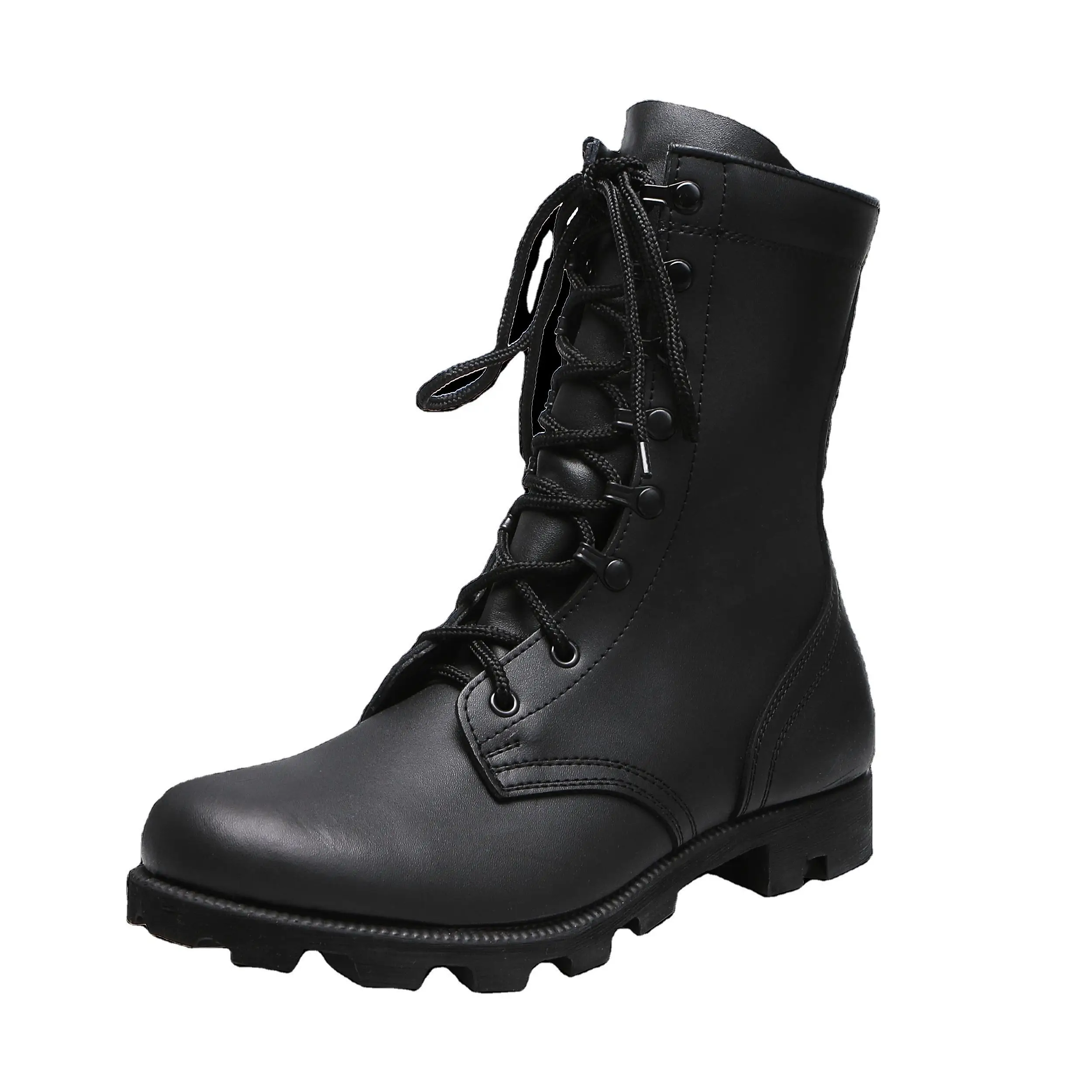 hot sell custom black lightweight waterproof hiking EVA Rubber outsole  Leather tactical boots