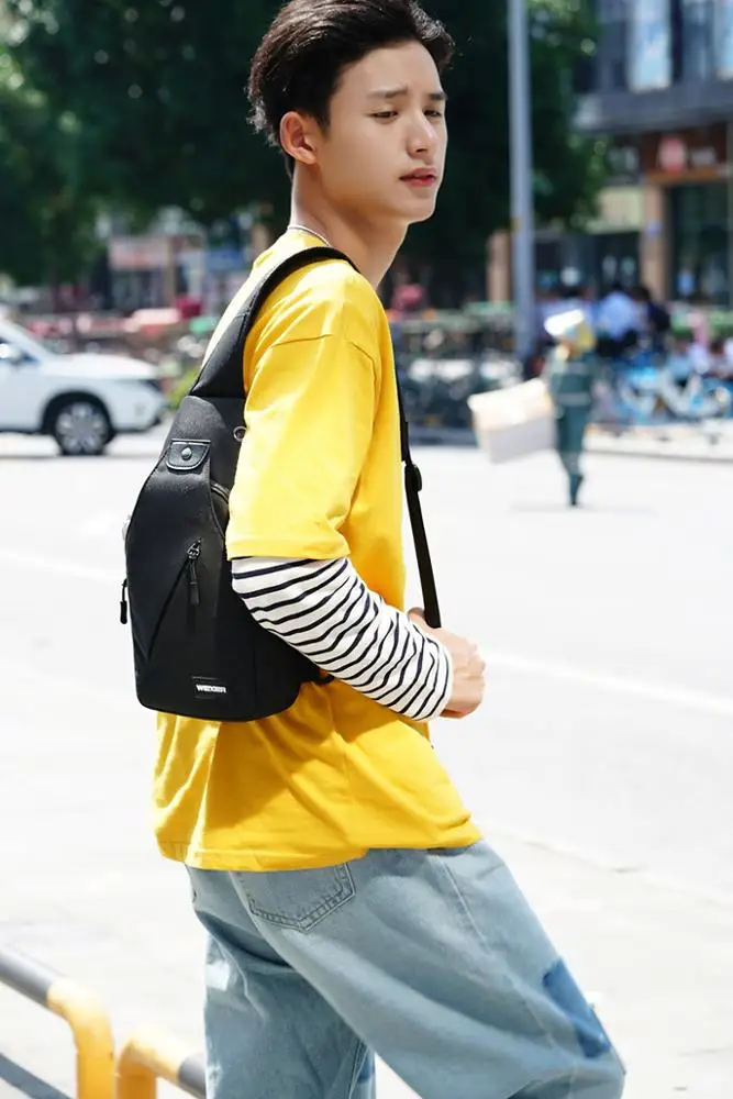 Wholesale high quality fashion canvas sport leisure single shoulder men crossbody bag